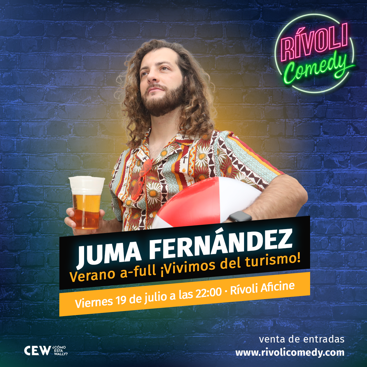 Cartel oficial de 'Verano A-full ¡Vivimos del turismo!' de Juma Fernández