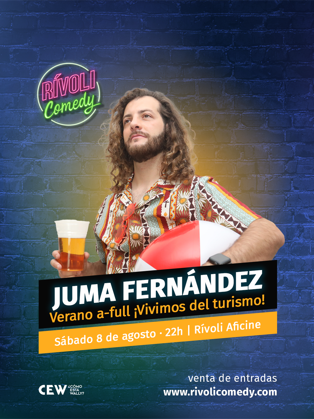 Cartel de Verano A-Full ¡Vivimos del turismo! de Juma Fernández